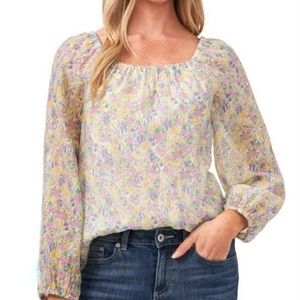 CECE Floral Long Sleeve Top